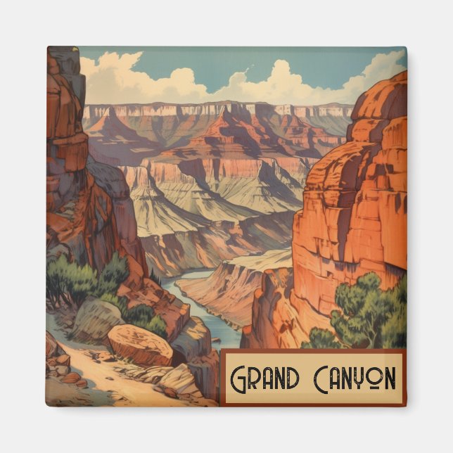 Aimant Grand Canyon Retro Design de voyage (Devant)