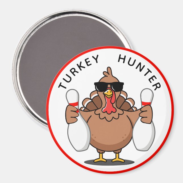 Aimant grand chasseur de dindon de bowling (Recto/Verso)