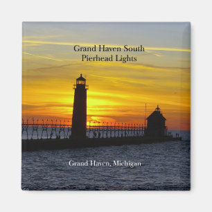 Aimant Grand Haven South Pierhead Lumières coucher de sol