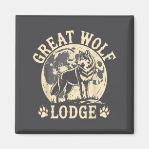Aimant Grand Lodge Loup Grand Loup Pleine Lune Scène Natu