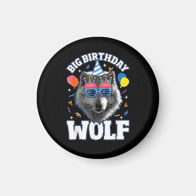 Aimant Grand Loup d'anniversaire pour les loups (Devant)