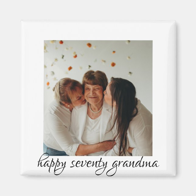 Aimant Grand-mère d'anniversaire heureuse de trois généra (Devant)