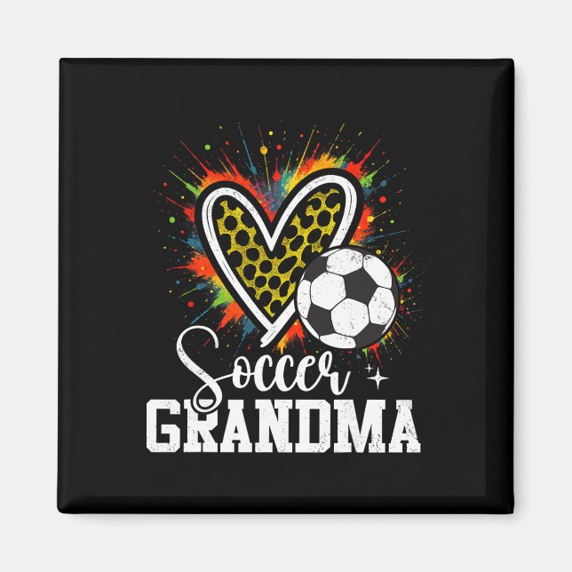 Aimant Grand-mère de football Cœur de léopard  (Devant)