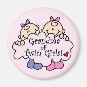 Aimant Grand-mère de Twin Girls Tshirts et cadeaux
