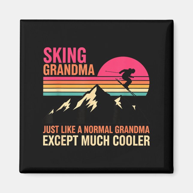 Aimant Grand-mère faisant du ski comme une grand-mère nor (Devant)