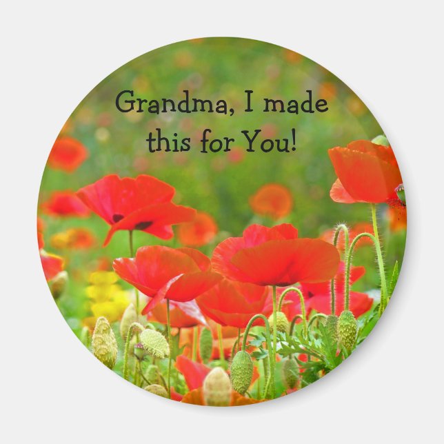 Aimant Grand-mère, j'ai fait ça pour toi ! Poppies d'aima (Devant)