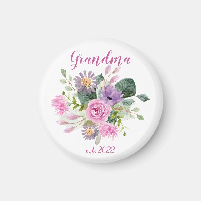 Aimant Grand-mère PERSONNALISABLE Date - Première Grand-m (Devant)