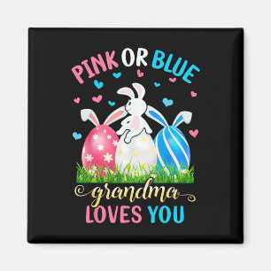 Aimant Grand-mère rose ou bleue t'aime Lapin de Pâques se