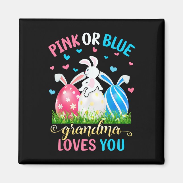 Aimant Grand-mère rose ou bleue t'aime Lapin de Pâques se (Devant)