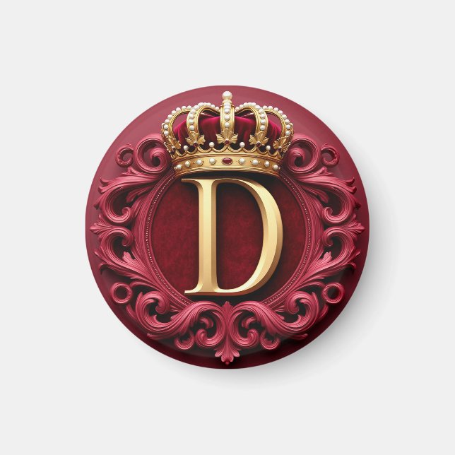 Aimant Grand Monogramme D sur Velours Rouge (Devant)