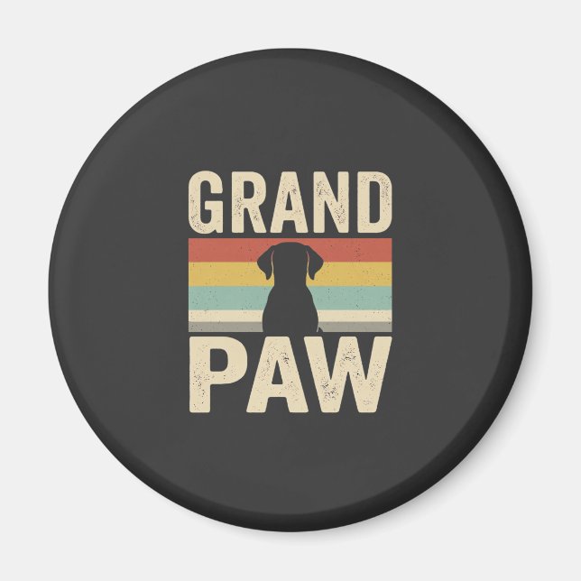Aimant Grand Paw Chien Rétro Vintage (Devant)