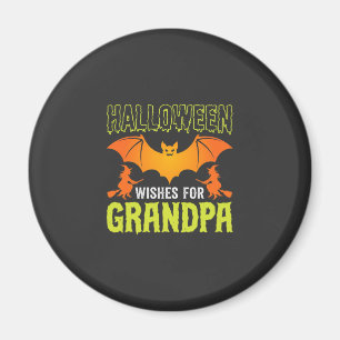 Aimant Grand-père d'Halloween Chauve-souris Sorcière Vœux
