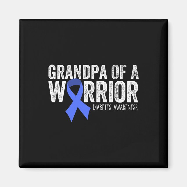 Aimant Grand-père d'un guerrier T1D Diabetic Blue Ribbon  (Devant)