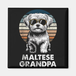 Aimant Grand-père maltais rétro cool drôle propriétaire d