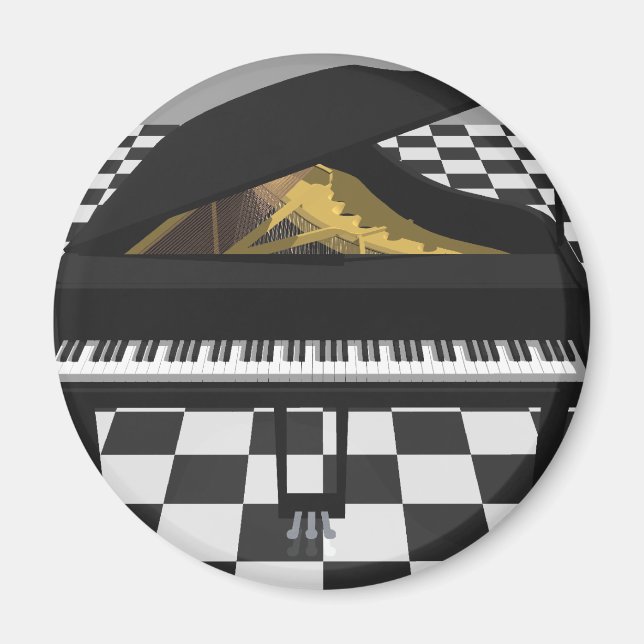 Aimant Grand Piano & Carrelage : 3D Modèle : (Devant)