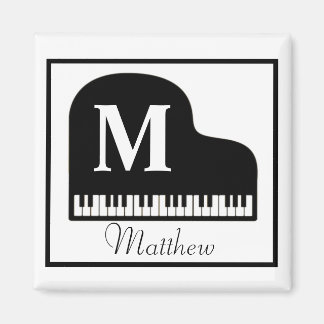 Aimant Grand Piano Monogram Pianiste Personnaliser Carré
