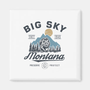 Aimant Grand - Sky Montana Neige Ski Lodge Rétro Branché