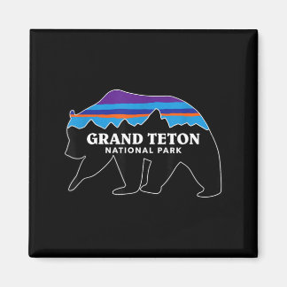 Aimant Grand teton parc national ours grizzly minimaliste
