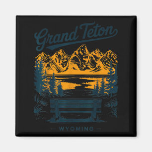 Aimant Grand Teton Wyoming Vue Scénique de Voyage Vintage
