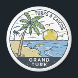 Aimant Grand Turk Turks and Caicos Vintage<br><div class="desc">Design vectoriel de Grand Turk. L'île de Grand Turk est l'île capitale de l'archipel des Turks and Caicos,  dans l'océan Atlantique. Elle est parsemée de vestiges d’étangs salés et de moulins à vent de l’industrie du sel marin de l’île,  qui prévalent du XVIIe au XXe siècle.</div>