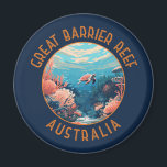 Aimant Grande barrière de corail Australie Art rétro en d<br><div class="desc">Grande barrière de corail dans un style vectoriel. La Grande Barrière de Corail est le plus grand système de récifs coralliens au monde,  composé de plus de 2 900 récifs individuels et de 900 îles.</div>