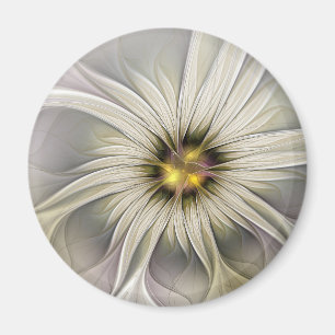 Aimant Grande Fleur d'ivoire, Abstrait Art Fractal Modern