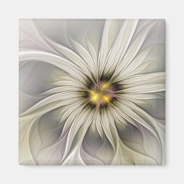 Aimant Grande fleur d'ivoire, art fractal moderne abstrai (Devant)