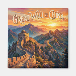 Aimant Grande Muraille de Chine au coucher du soleil