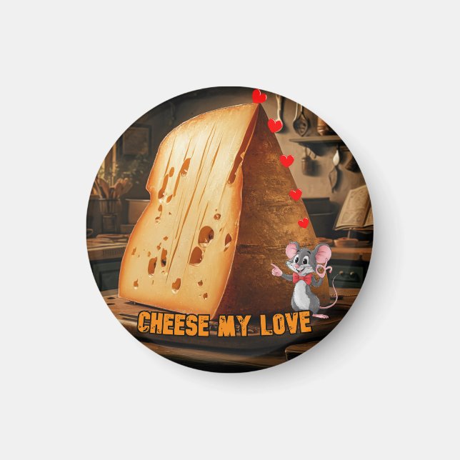 Aimant Grande tranche de fromage sur un rond (Devant)