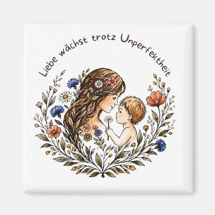 Aimant Grandir avec amour - Maman et bébé