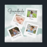 Aimant Grandkids Make Life Grand Grandchildren Photo<br><div class="desc">Your parents will absolutely love this watercolor photo collage of their grandchildren.This green and gray watercolor design reads: Grandkids make life grand,  and can be personalized with four family photos and names.</div>