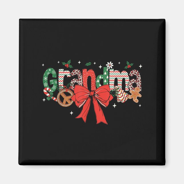 Aimant Grandma Coquette Bow Christmas Merry Xmas Family M (Devant)