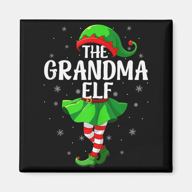 Aimant Grandma Elf Christmas Girls Women Elf Squad Xmas F (Devant)