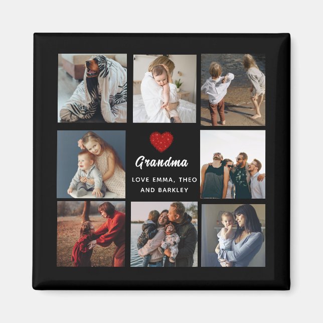 Aimant Grandma moderne Script Grandchildren Photo Collage (Devant)