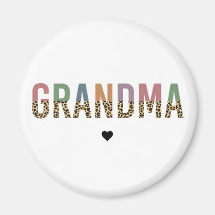 Aimant Grandma multicolore cheetah leopard typographie Ca