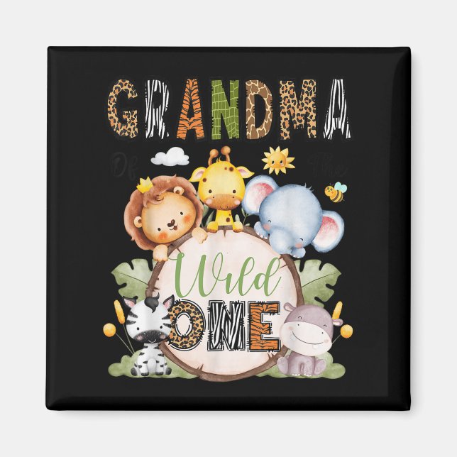 Aimant Grandma Of The Wild One 1st Birthday Boy Jungle Sa (Devant)