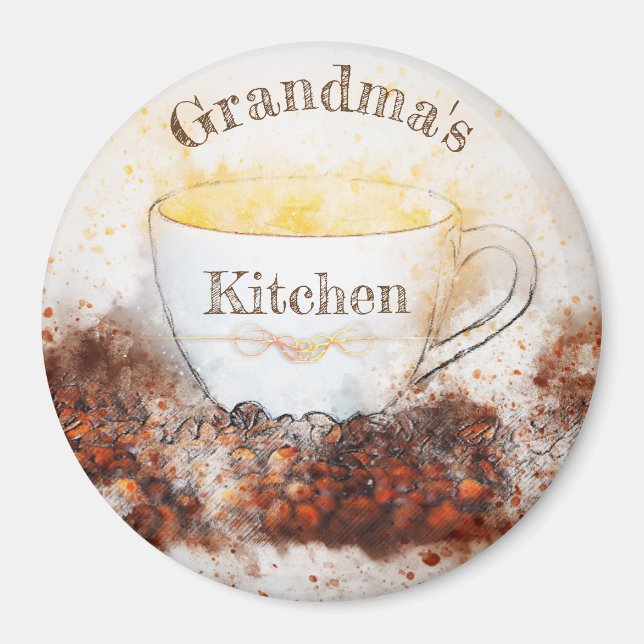 Aimant Grandma's Cosy cuisine café tasse café grains de c (Devant)