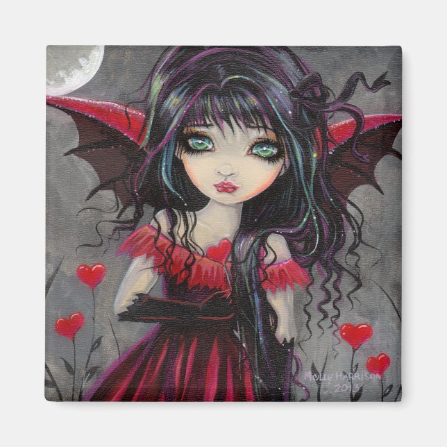 Aimant Grands Yeux Mignon Cœur Rouge Gothique Vampire Fée (Devant)