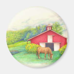 Aimant Grange illustrée avec le cheval