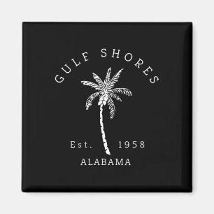Aimant Graphique Cool rétro Gulf Shores Al Beach Palm Tre