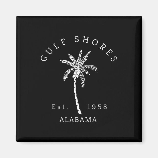 Aimant Graphique Cool rétro Gulf Shores Al Beach Palm Tre (Devant)