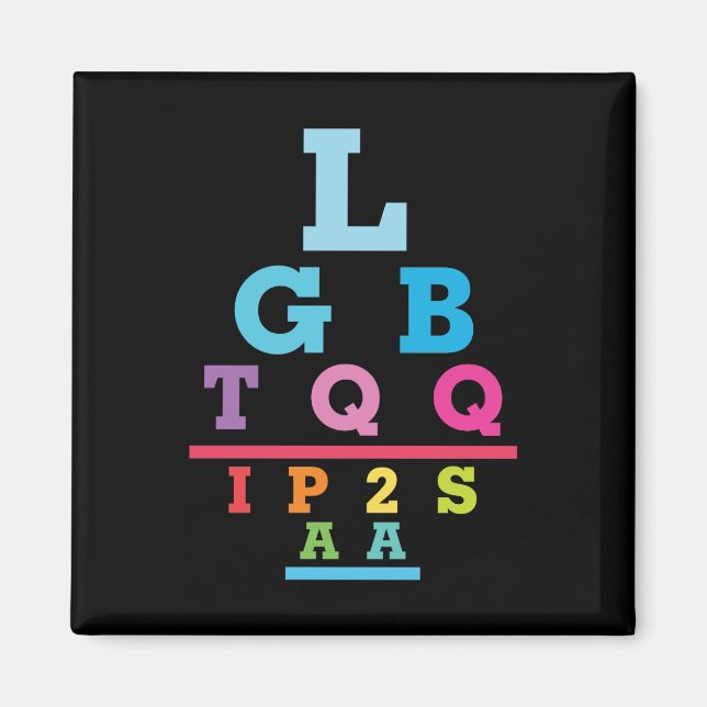 Aimant Graphique d'acuité visuelle acronym LGBTQQIP2SAA G (Devant)