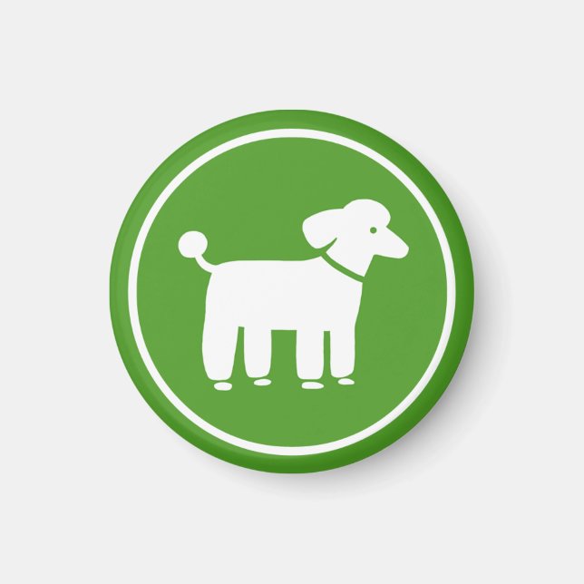 Aimant Graphique de caniche (vert) (Devant)