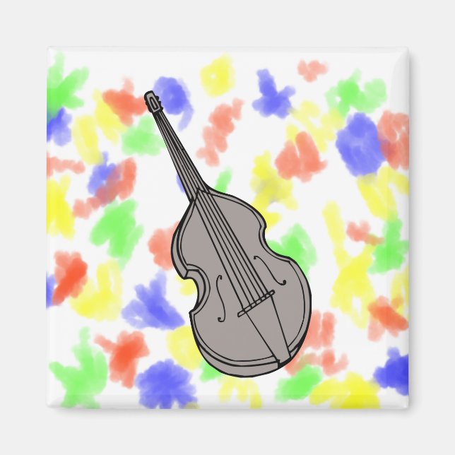 Aimant Graphique de la guitare basse violon debout (Devant)