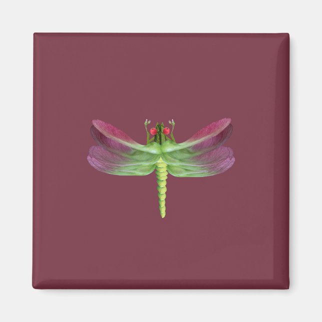 Aimant Graphique de libellule botanique à pétale pourpre (Devant)