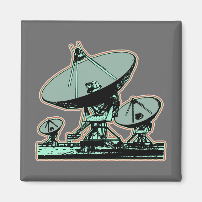 Aimant Graphique de parabole satellite rétro (Devant)