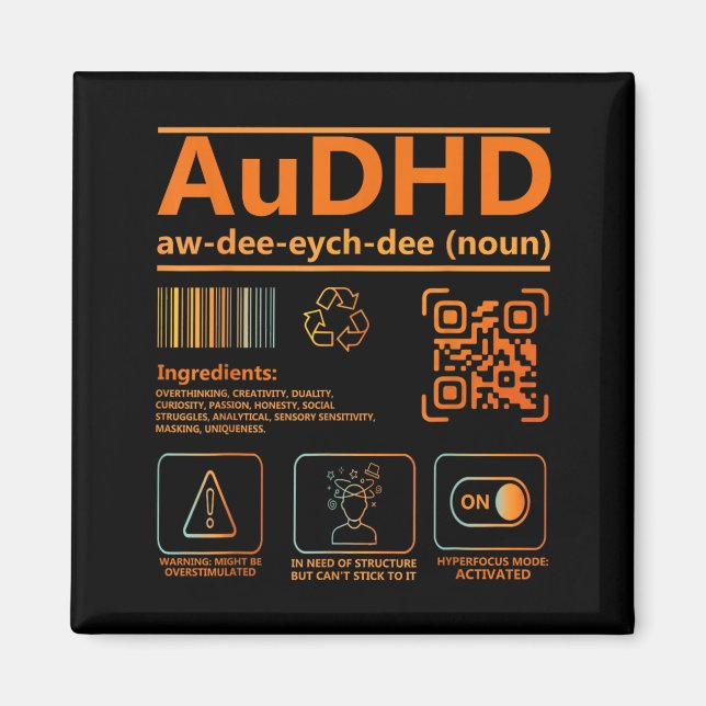 Aimant Graphique de sensibilisation à la neurodiversité D (Devant)