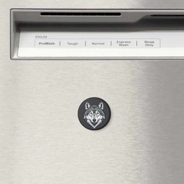 Aimant graphique de tête de loup solitaire féroce (In Situ (Lave-vaisselle))