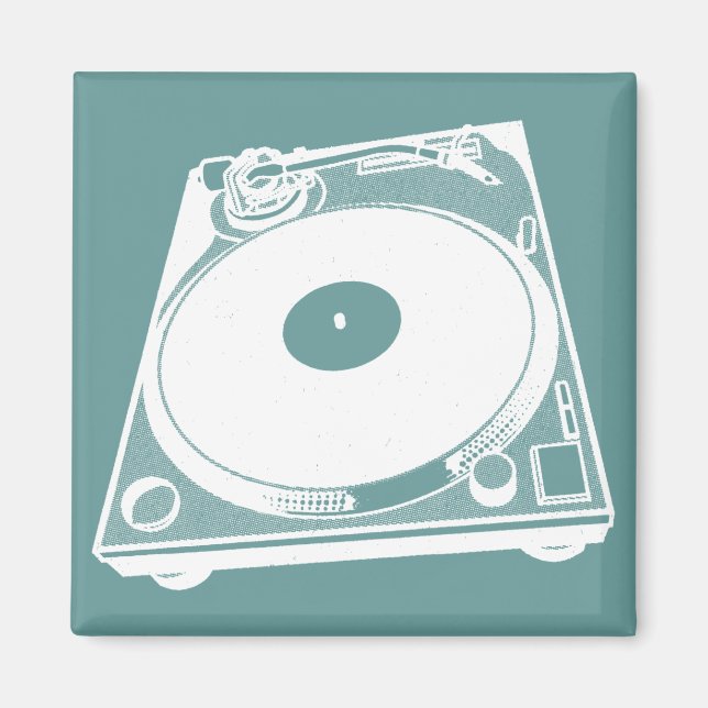 Aimant Graphique de Tourne-disque rétro en blanc (Devant)