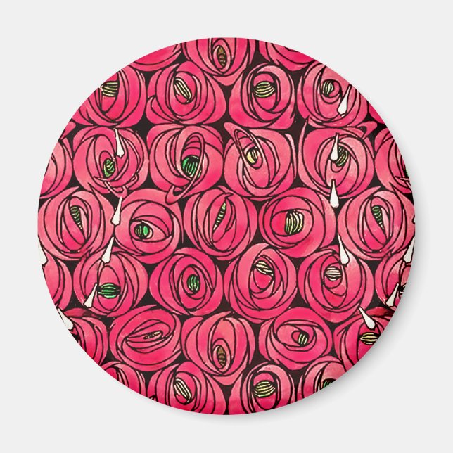 Aimant Graphique rose Art Nouveau Rennie Macintosh (Devant)